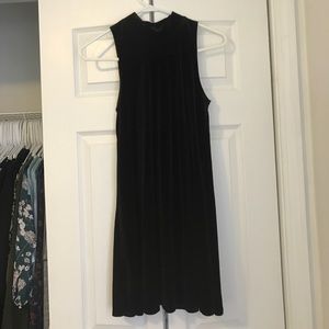 Black velvet high neck dress